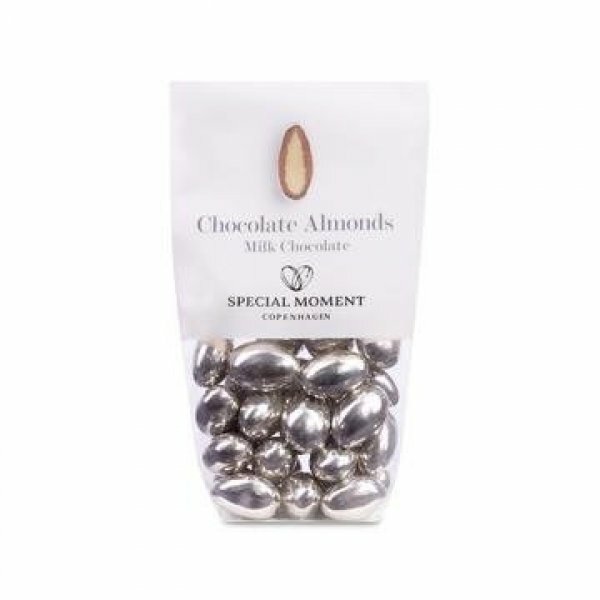 Chokolademandler - mælkechokolade og sølv (ægte)